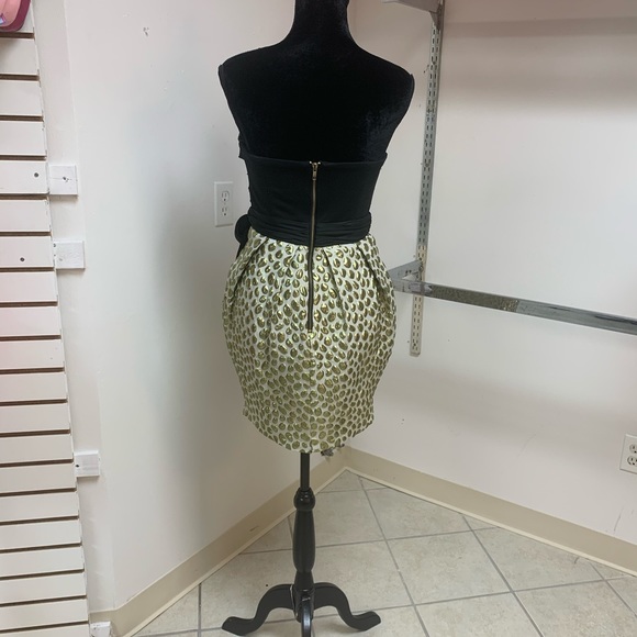 Small Black & Gold Exposed Zipper Prom Party Homecoming Dance Cocktail Dress - Picture 4 of 5